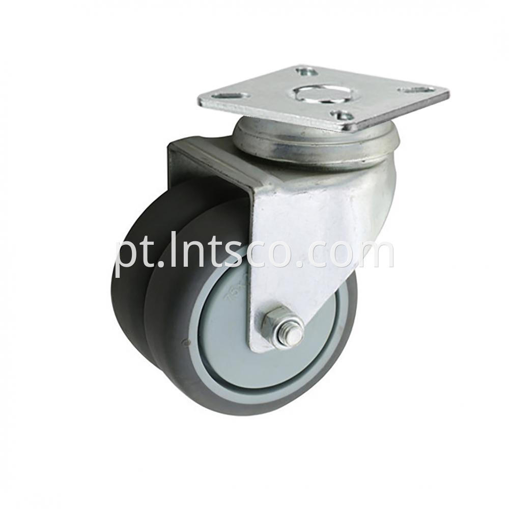 Flat Plate Dual-wheel Swivel Casters with TPR Wheels
